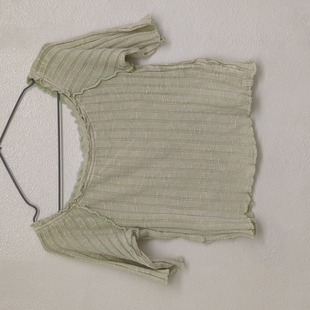 We The Free Ribbed Cropped Top- Soft Green